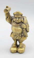 VTG Chinese Figurine Miniature Bronze Brass Japan Figure Asian Man Barrel Beer picture