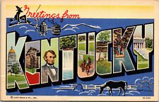Vtg 1930s Large Letter Greetings from Kentucky KY Hillbilly Moonshine Postcard picture