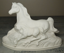 Vintage Running Horse & Foal Figurine Porcelain White 15