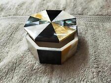 Octagon White Marble Jewelry Box Semi Precious Stone Overlay Work Decorative Box picture