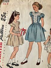 VTG Simplicity 2069 Pattern Girl's 1-pc Dress & Panty size 8 Complete cut 1940s picture