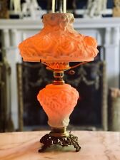 Vintage Fenton Case Glass Puffy Rose Lined Electric Oil Lamp from the 1950’s picture
