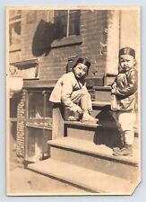 Antique Photograph San Francisco California Chinatown Children 1920s 4.5
