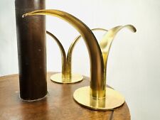 Pair Vintage MCM Ystad LILY Brass Candle Holders Made in Sweden Scan Corporation picture
