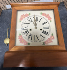 Nice Vintage Handmade Cherry Wood Mantel Clock With Key A Must Have picture