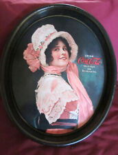 Vintage 1972 Coca Cola Advertising Metal Oval Serving Tray 1914 Betty Girl picture
