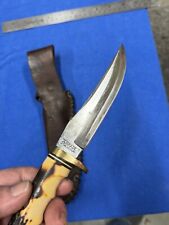 SCHRADE UNCLE HENRY 153UH GOLDEN SPIKE USA VINT. CARBON STEEL FIXED BLADE KNIFE picture