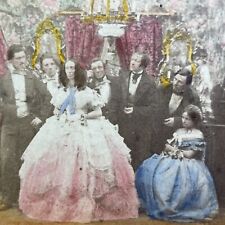 Antique c1859 Woman In American Ballroom Gown Stereoview Photo Card V474 picture