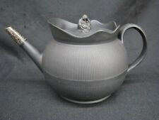 Antique Oversized English Black Basalt Engine-Turned Teapot With Sybil Finial picture