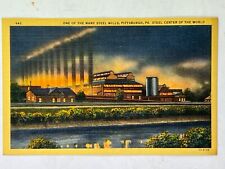 Postcard 1 Of The Many Steel Mills Pittsburgh PA Steel Center Of The World PC11 picture
