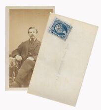 CIRCA 1862-71 CDV HANDSOME BEARDED MAN 2c WASHINGTON CIVIL WAR REVENUE TAX STAMP picture