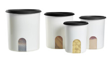 Tupperware One Touch Reminder Canisters Set of 4 EASY OPEN Black Seals New picture