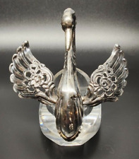 Antique W. German Sterling Silver and Crystal Swan Salt Cellar With Moving Wings picture