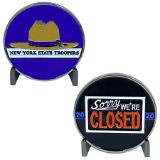 DL6-15 NYS New York State Police Trooper Thin Blue Line Sorry We're Closed Chall picture