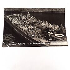 RPPC Copenhagen Denmark -Nyhavn Canal Boat w/Passengers- Postcard Posted c1956 picture