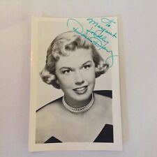 Vintage B&W Signed Photograph Doris Day Head Shot Blonde Fondly Pearls LBD Smile picture