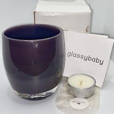 Glassybaby Eggplant Pre-Trisk Candle Votive with Box Tealight Deep Purple *FLAWS picture