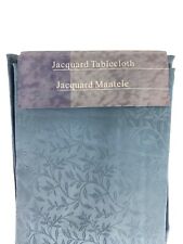 Plazatex Steel Blue Jacquard Fabric TABLECLOTH Luxurious FLORAL 60 x 108