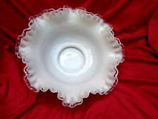 Vintage Fenton Silver Crest White Glass Ruffled Edge Bowl - 10 in. Across picture
