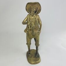 Vintage Brass Man Musician Figurine 9.5” Tall x 3” Wide picture