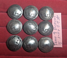 9 Real USA Buffalo Indian Head Nickel Domed Shank Coin Buttons 3/4