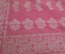 April Cornell Pink Jacquard Tablecloth breakfast cloth Reversible  w fringe picture