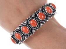 Ray Bennett Navajo Sterling Mediterranean Coral cuff bracelet picture