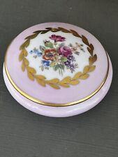 Vintage Hand Painted Limoges France Round Pill Ring Trinket Box Floral Gold Trim picture