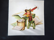 Vintage 1946 Thank You Card Adorable Little Boy /Elf with Huge Pencil V458 picture