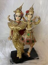 Traditional Thai Doll Figurine Dancing Pair handmade Gold picture