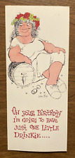 Vtg 1960s Humor Drinking Alcohol Keg Wine Beer Happy Birthday Card Buzza Cardozo picture