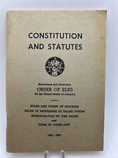 1952 1953 Order of Elks Lodge Constitution and Statutes Bylaws Booklet Illinois picture
