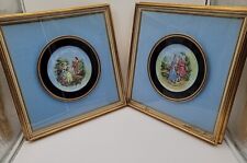 2 Hutschenreuther 18th Century Courtesan Colbalt Image Wall Plates In Shadow Box picture