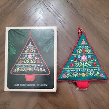 Vintage Hallmark Embroidered Christmas Tree Ornament Keepsake w/ original Box picture