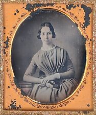 Young Lady With Braided Hair Holding Small Book 1/6 Plate Daguerreotype S534 picture