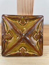 Rare Vtg Motawi Tileworks Relief Accent Tile Celtic Amber Glaze 4X4 USA picture