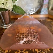 Vintage Lancaster Cane Bottom Satin Frosted Pink Depression Glass Console Tray picture