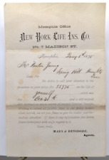 1875 NEW YORK LIFE INS. Co. Madison St.,  Memphis Tn. Office , Payment Reminder picture