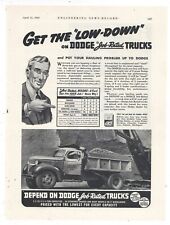 1940 Dodge Trucks Ad: Dually Dump Truck - Gravel Hauler w/ Lorain 40 Shovel picture
