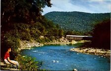 Postcard Vermont Covered Bridge Over West River Longest Span Vintage Unposted picture