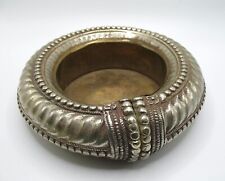 Large antique India Rajasthan white metal bracelet anklet made into a dish picture