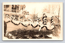RPPC Women in Horse Drawn Parade Float Row Boat Flowers Postcard picture