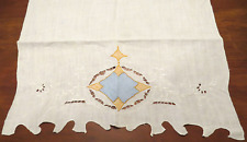 Vintage Linen Hand Towel Applique Embroidered Design 19 1/2 x 33 Inches picture