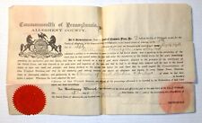Antique 1891 US Citizenship Naturalization Certificate Paper Pittsburgh Penn picture