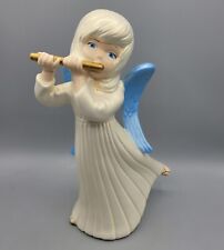 Vintage Atlantic Mold Ceramic Angel Playing Flute Hand Painted Figurine Kitschy  picture