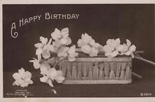 A Happy Birthday Lilies Flowers Posted Real Photo RPPC Vintage Post Card picture
