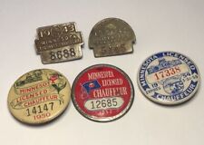 Lot Of 5 - Vintage State Of Minnesota Licensed Chauffeur Badge (1942-1954) picture