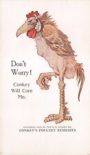 Conkey’s Poultry Remedies Sick Rooster “Conkey Will Cure Me” Vintage Postcard picture