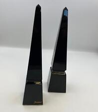 Pair Baccarat Crystal Black Luxor OBELISK Towers picture