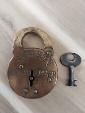Rare Antique Brass Samson Padlock Lock With Key picture